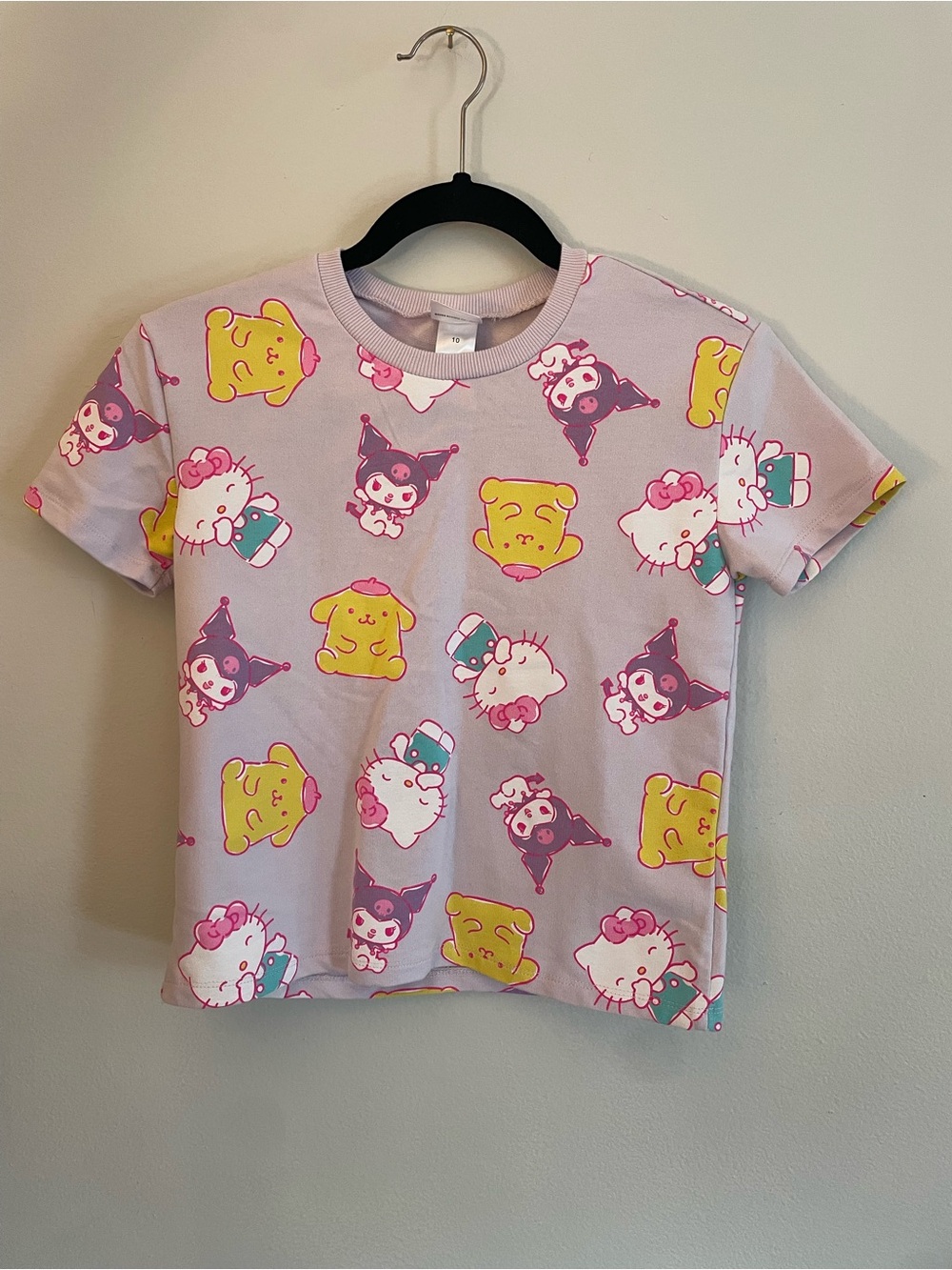 Hello Kitty Lavender Tee with Yellow & Pink Character Print